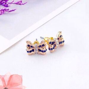 DARLING Petite Bow Studs Blue and White Crystal Wedding Minimalist Coquette